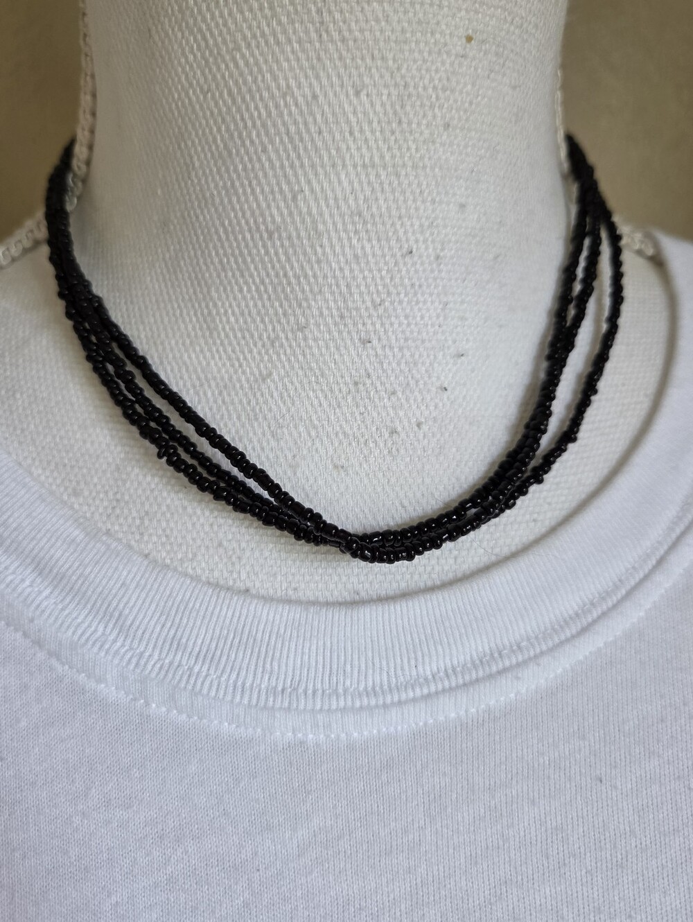 vintage expressive lifestyle el multi strand black seed bead collar necklace